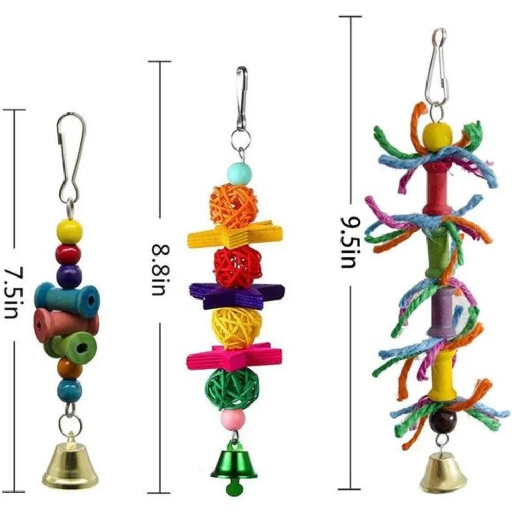 8 Packs Bird Swing Chewing Toys- Parrot Hammock Bell Toys Suitable for Parakeets